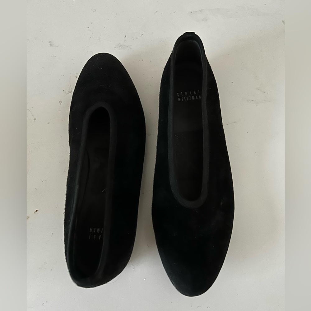 Vintage Stuart Weitzman made in Spain, black velvet flat shoes women’s